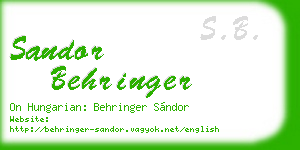 sandor behringer business card